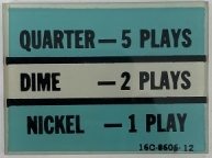 Quarter Dime Nickel Price Plate 16C-8606-12