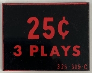 25c 3 Plays Price Plate 326-305-C