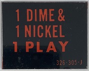 1 Dime & 1 Nickel 1 Play Price Plate 326-305-J