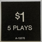 Gottlieb Coin Entry Insert 1$ 5 Plays A-19376