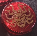 Medusa Popbumper Caps A-4009-6 Set/4 Red w/Gold Print