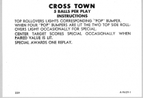Cross Town Instuction Card A-9629-1 5 Balls