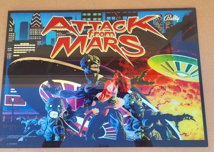 Planetary Pinball Attack From Mars Mirrored Backglass 31-1357-50041M
