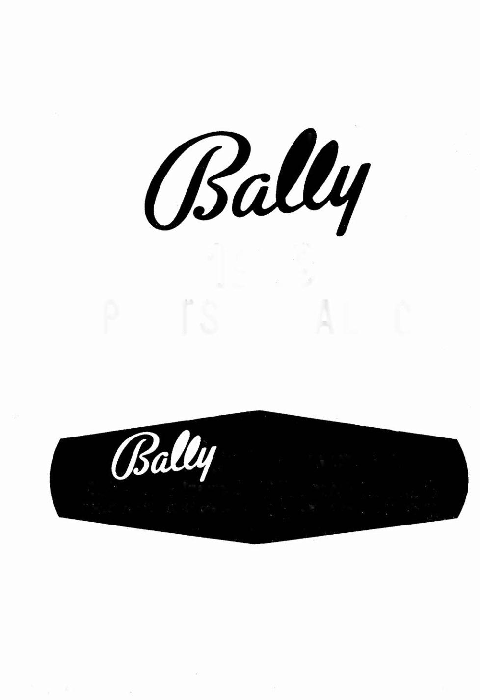 Page 1 Bally 1969 Parts Catalog